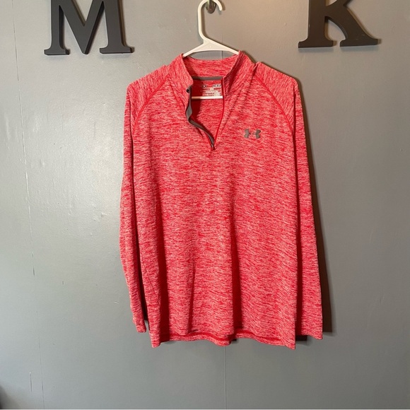 Under Armour men’s heathered Red Pullover quarter zip size medium - Picture 2 of 8